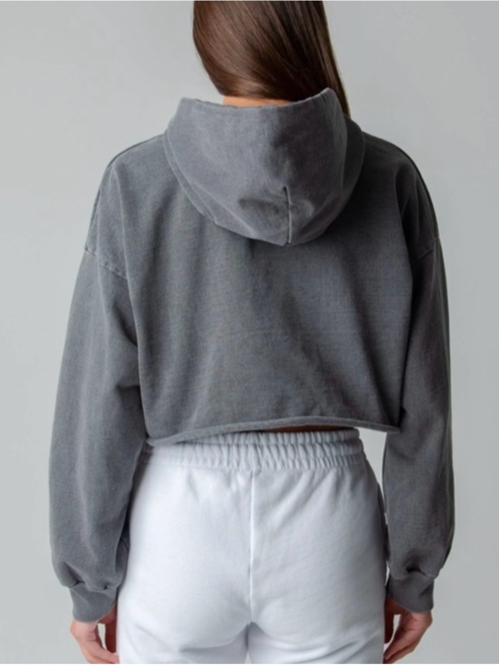TALENTLESS Cropped Hooded Sweatshirt - Gray
